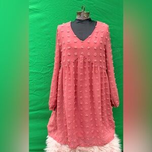 KIRUNDO Swiss Dot Babydoll Mini Dress | Size S